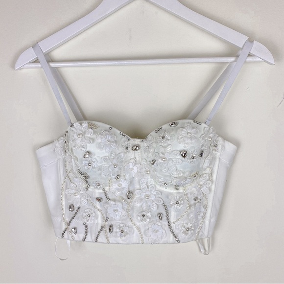 Bustier Jewel and Pearl Lace Top - Picture 1 of 5